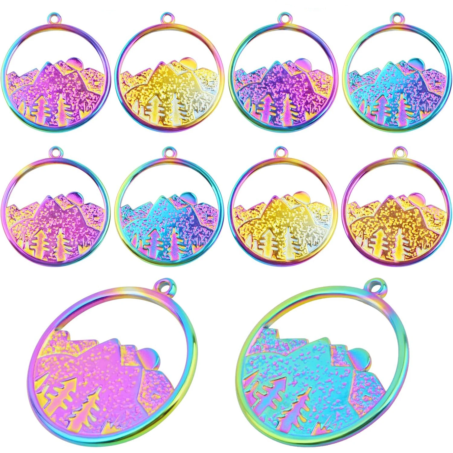 

10 шт. гипоаллергенных полых подвесок из нержавеющей стали в виде горных хребтов и океана для самостоятельного изготовления ожерелий