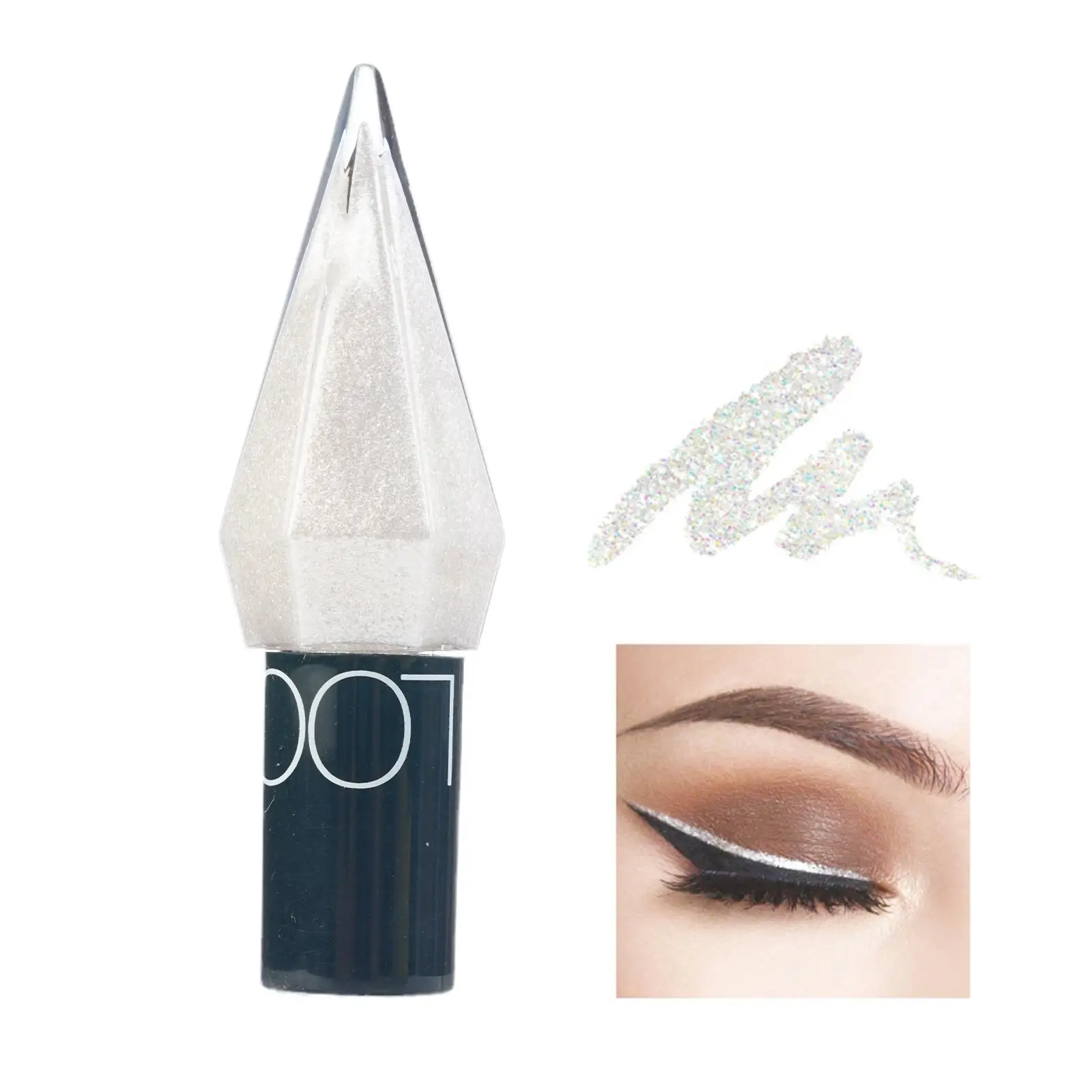 Impermeável Diamante Brilhante Eye Liners, Glitter e Delineador Fino, Mini Escova Delineador, lantejoulas brilhar, Y1u2