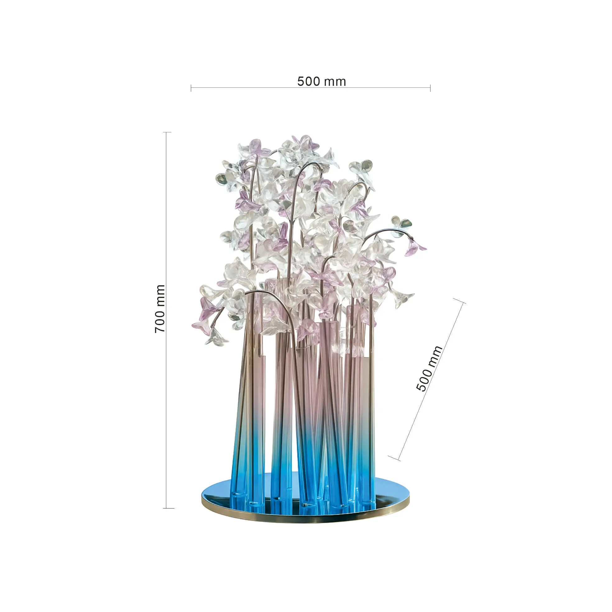 Custom Blue Pink Gradient Resin Flower Sculpture - Modern Art Decor for Hotel Lobby, Luxury Home, High-End Craft