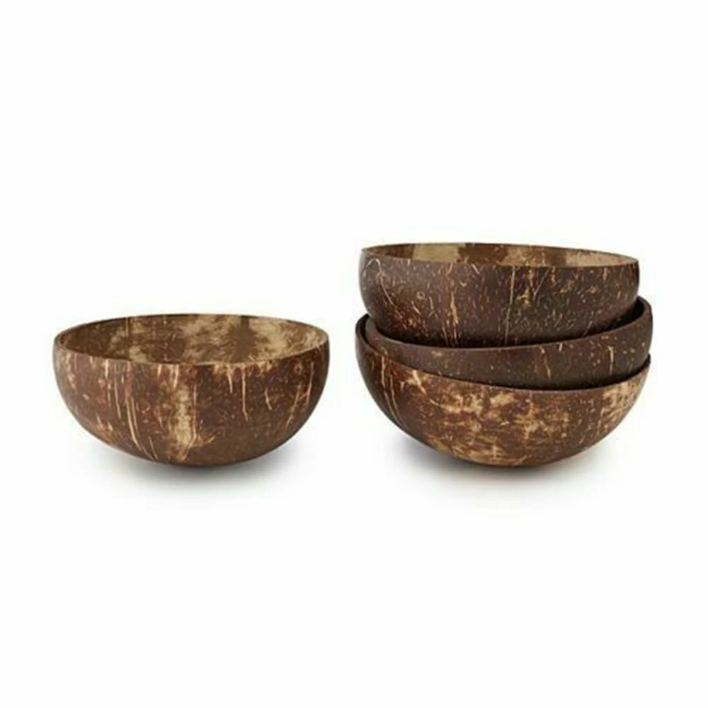 Creative Natural Coconut Bowl Eco Friendly Soup Salad Noodle Rice  Wooden Fruit Plates Handicraft Art Vintage Type Decor