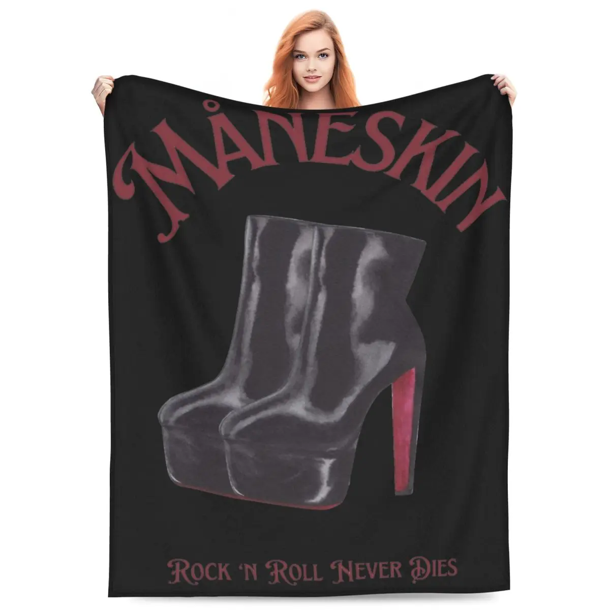 

Vintage Maneskin Band Blanket Flannel Bedding Rock N Roll Never Dies Throw Blanket Cozy Ultra-Soft for Car Plush Thin Quilt