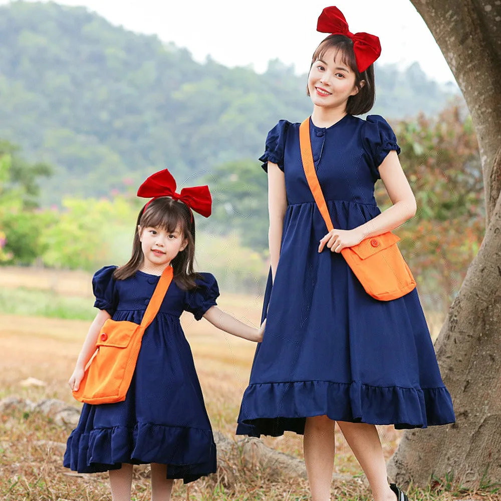 사랑스러운 마녀 의상 드레스 코스프레 롤 플레잉 애니메이션 작은 마녀 키키의 귀여운 할로윈 의상 여성 전통 의상