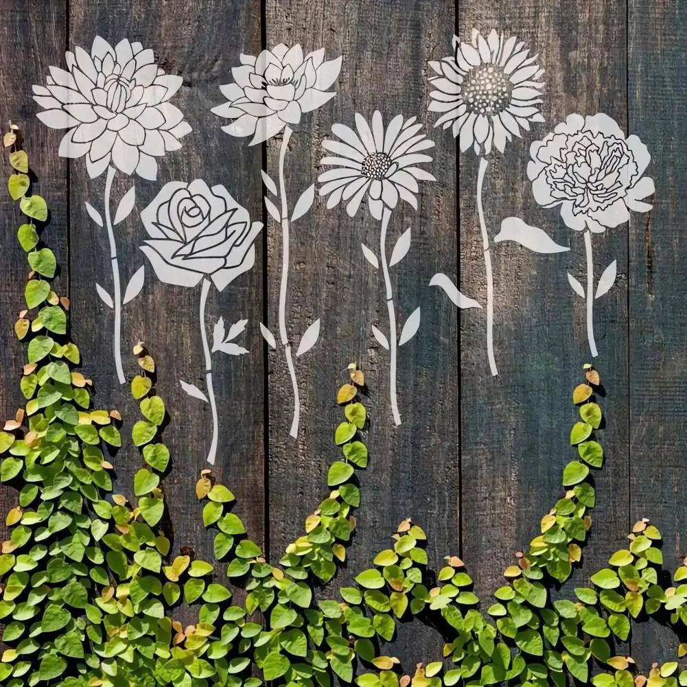 Fence Decoration Templates Natural Flower Stems with Stem Leaf Shapes Template Stencils DIY Projects Painting Templates