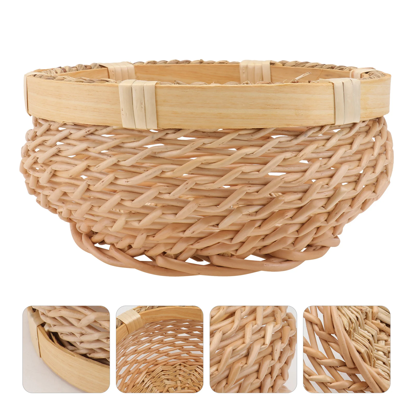 

1Pcs Rattan Woven Basket Fruit Holder Home Decor Storage Container for Kitchen Countertop Office Shop Fruit Basket