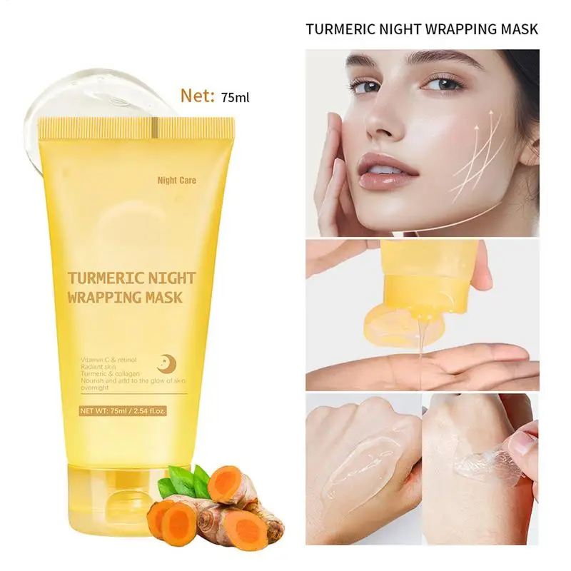 

75ml Turmeric Vitamin C Mask Deep Cleansing Facial Improves Dark Spots Acne Hydrating Skin Care Tightens Skin Evens Skin Tone