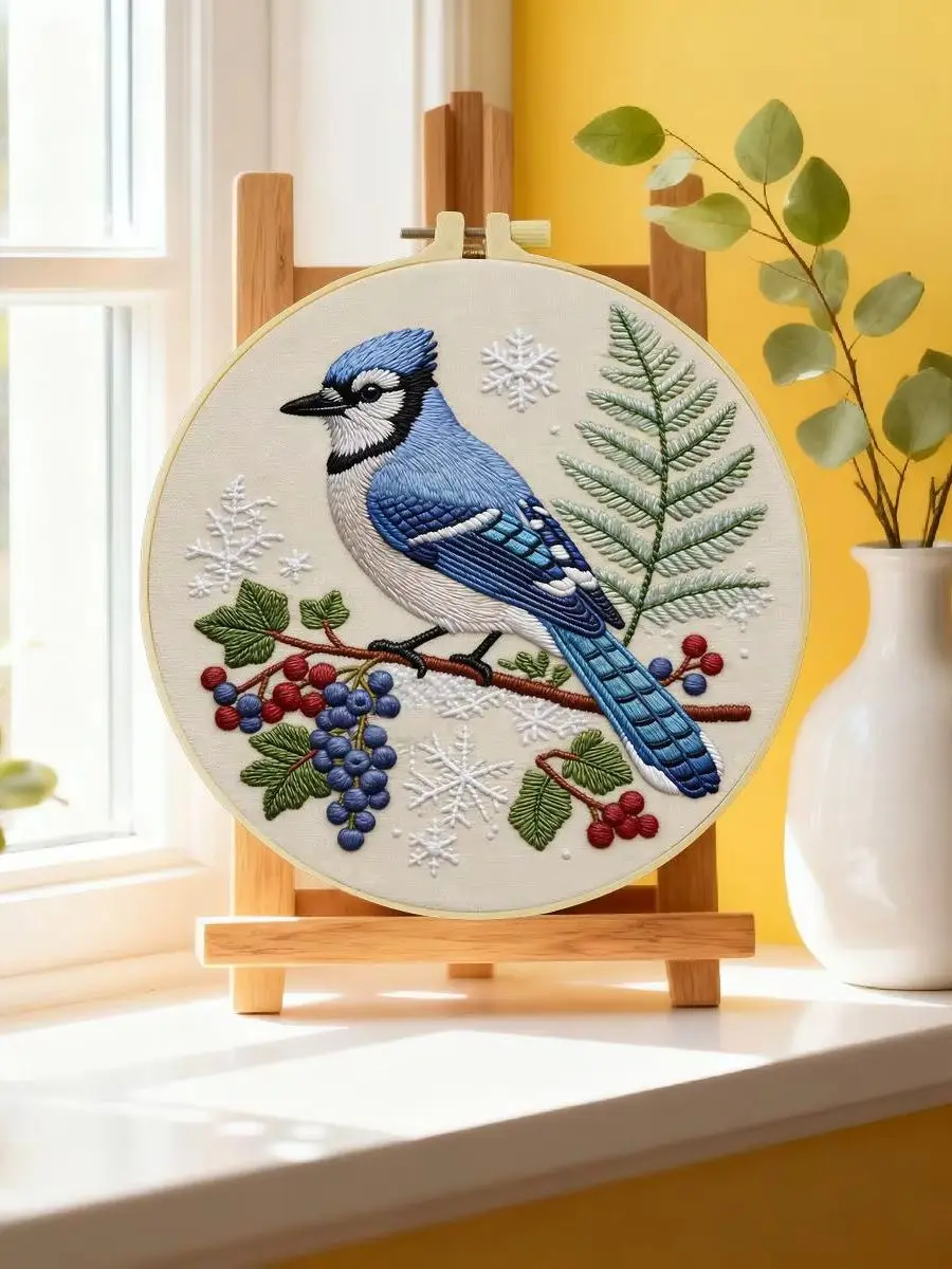 1 Stück 20x20 cm/15x15 cm 7,87/6,3 Zoll Rotes Hirsch Stickerei Starter-Kit DIY-Kit Stickerei-Set für Anfänger – Detail 6
