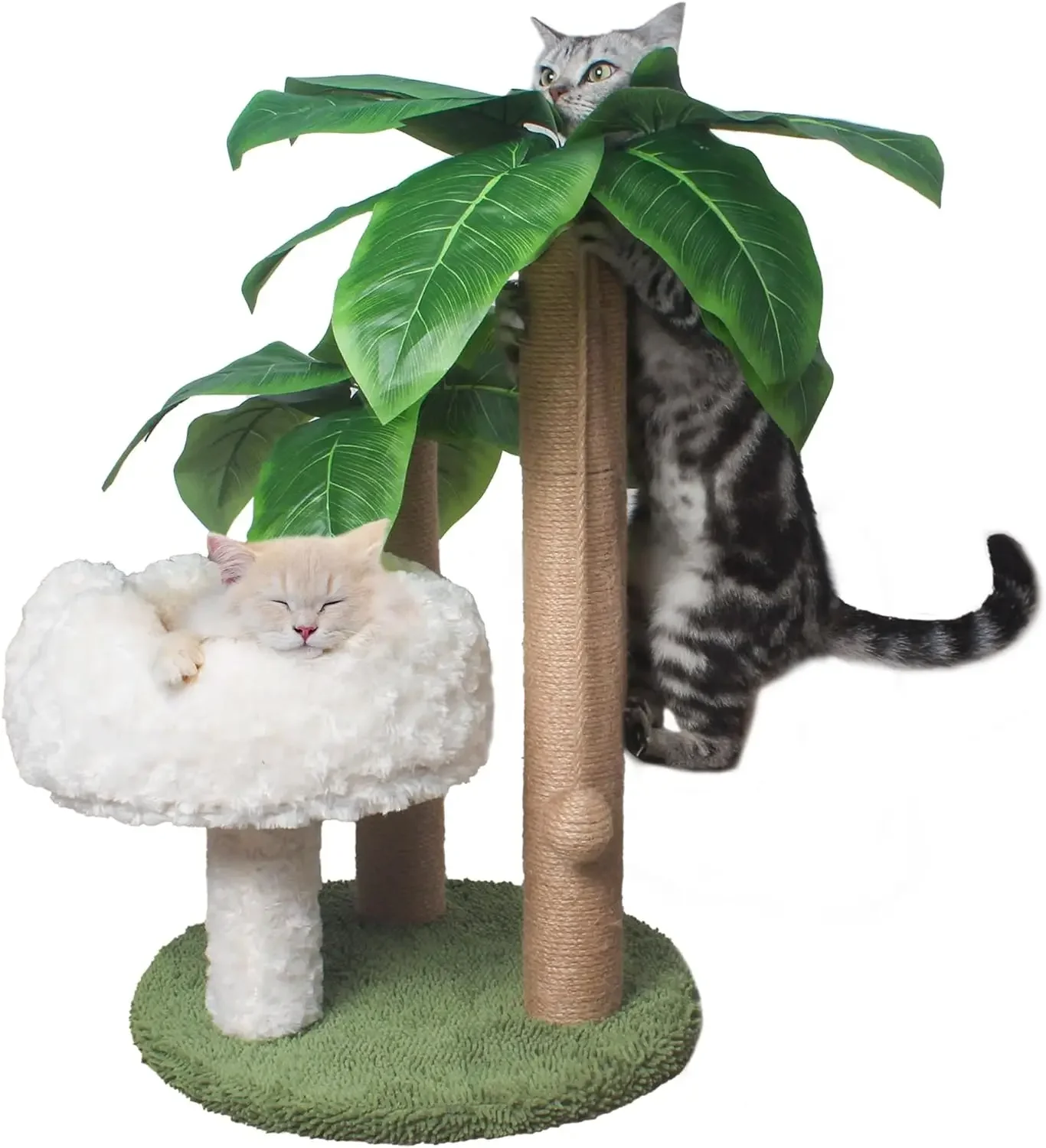 

Cat Scratching Post Palm Tree with Bed Cloud Cat Tree for Indoor Large Cats Scratching Poles Sisal Hanging Balls for Cat Perch