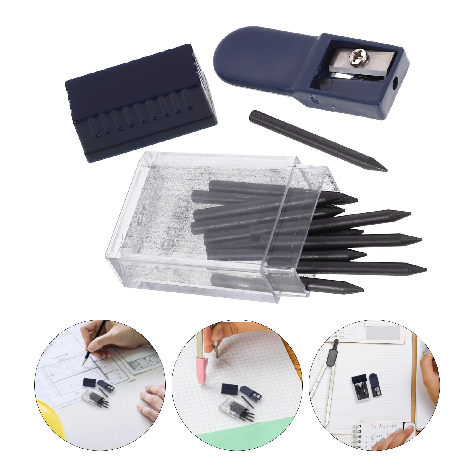 Apontador de lápis bússola recarga lápis de escritório desenho chumbo para bússola matemática/desenho núcleo 2mm