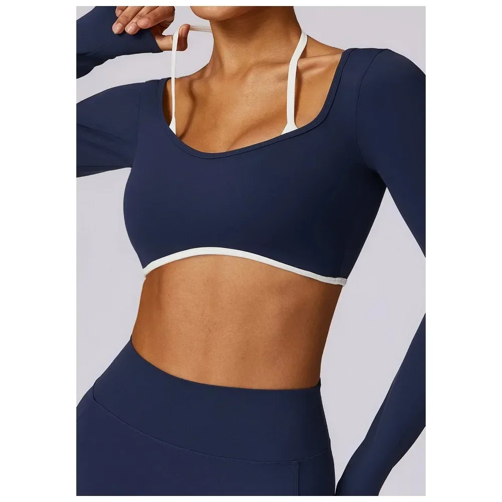 

Hollowing Out Yoga Shirts For Women Long Sleeve Fitness Running Gym Clothes Workout Dry Fit Breathable High Elastic Sports Top