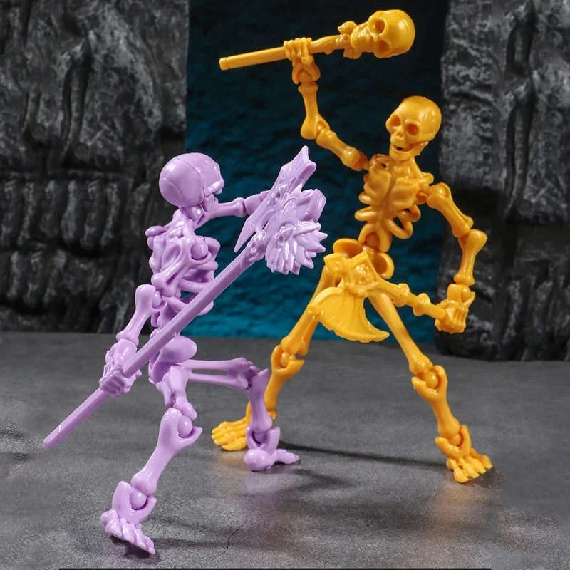 Modelo de caveira tridimensional, brinquedos de montagem, caveira multiarticular e decoração de fantoche de osso, figuras de ação, presentes de anime, jogos