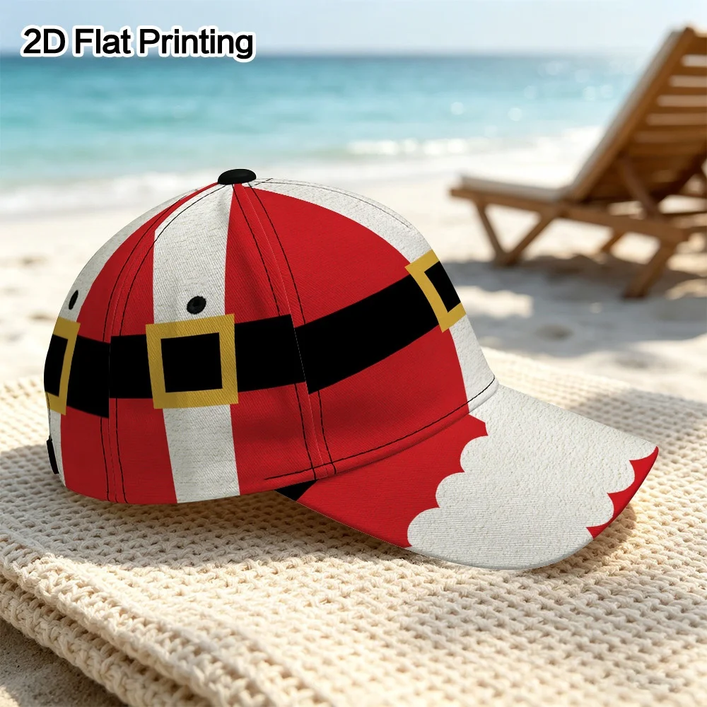 Christmas Santa Suit Design Printed Classic Baseball Cap Classic Duckbill Hat Adjustable Design Lightweight Polyester Material