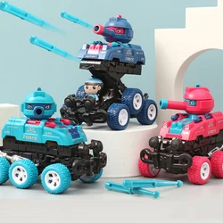 Mini Children Inertia Tank Cars 6 Wheel Drive Off Road Vehicle Collision Deformation Launch Model Car Toys Boys Birthday Gifts