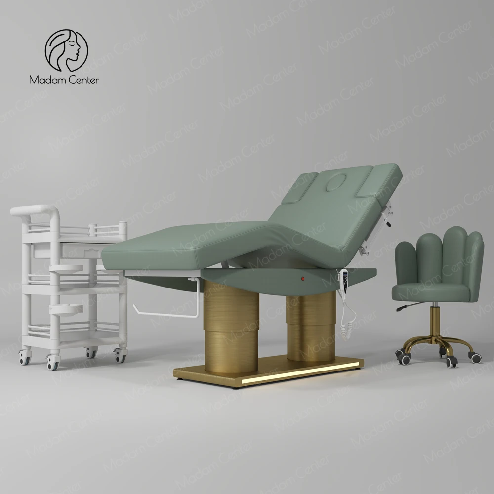 

All-In-One Modern Cosmetics Furniture Electric Salon Hydraulic Beauty Bed Synthetic Leather Salon Decoration Beauty