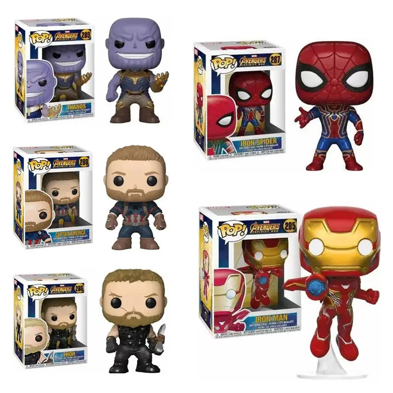 FUNKO POP Avengers Iron Spider 287 #   Thor 286 #   Iron Man 285 #   Thanos 289 #   Capitán América 288 #   Figuras de Vinilo Coleccionables