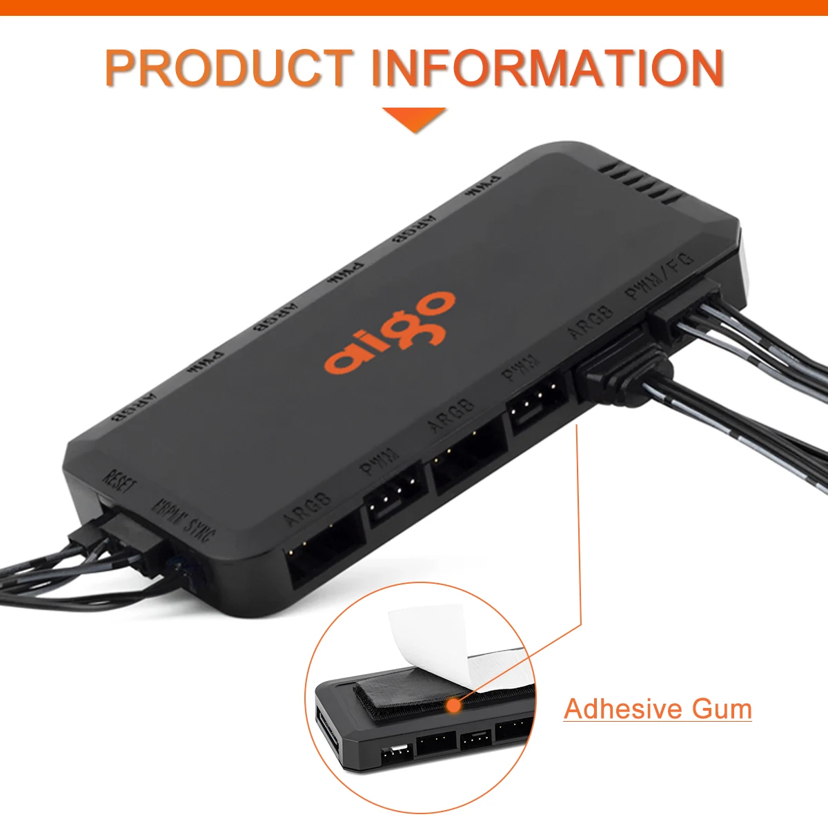 AIGO APC1 5V 3Pin  ARGB Controller Cooling Fan Hub Splitter with Remote 4 Pin PWM SATA Powered Hub PC Fan Regulator For Case Fan