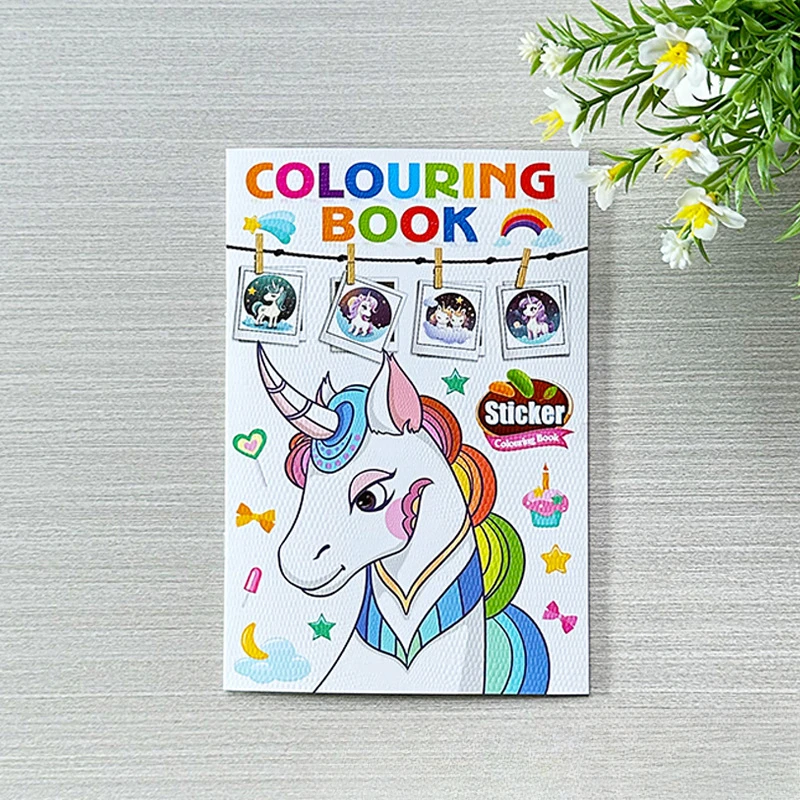 Rainbow Unicorn Cartoon Sticker Creative Coloring Book Cartoon Graffiti Book Children\'s Coloring Books for Kids