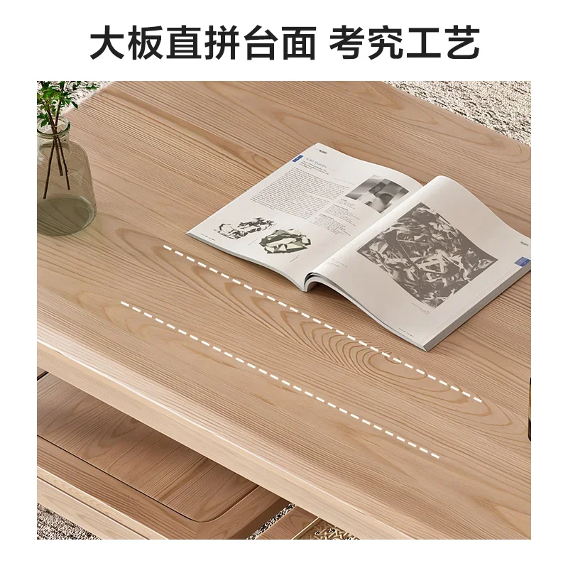 A forest and half house, Nordic Japanese pure solid wood tea, several logs, rectangular small living room, simple style coffee