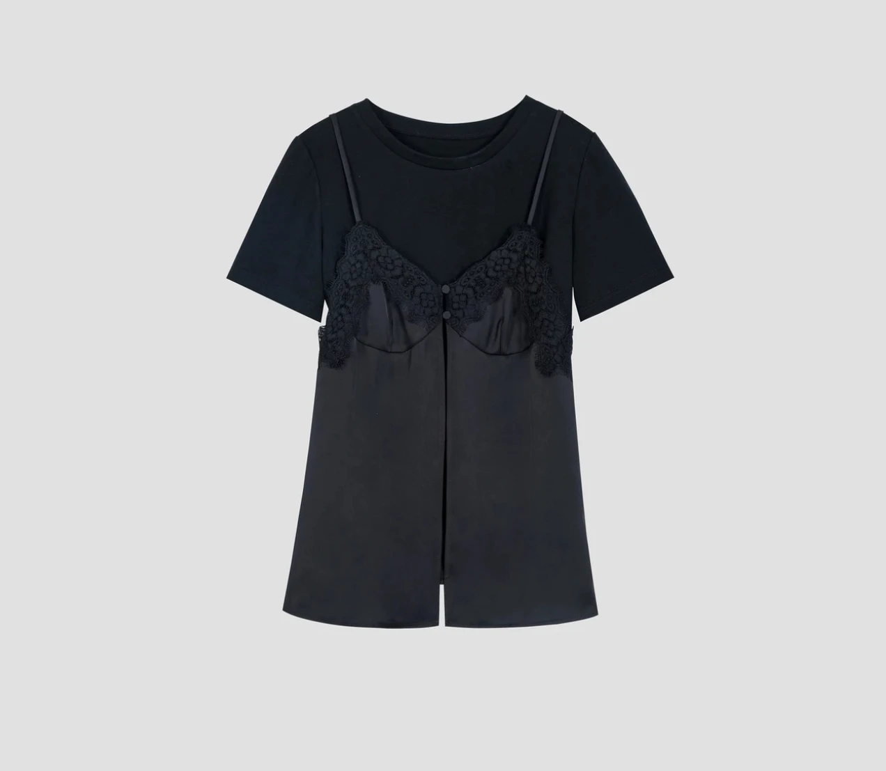 

Женская майка Forevercan Hunting Sweetheart с кружевными вставками, повседневная, для многослойных образов, в стиле Color Blendwear