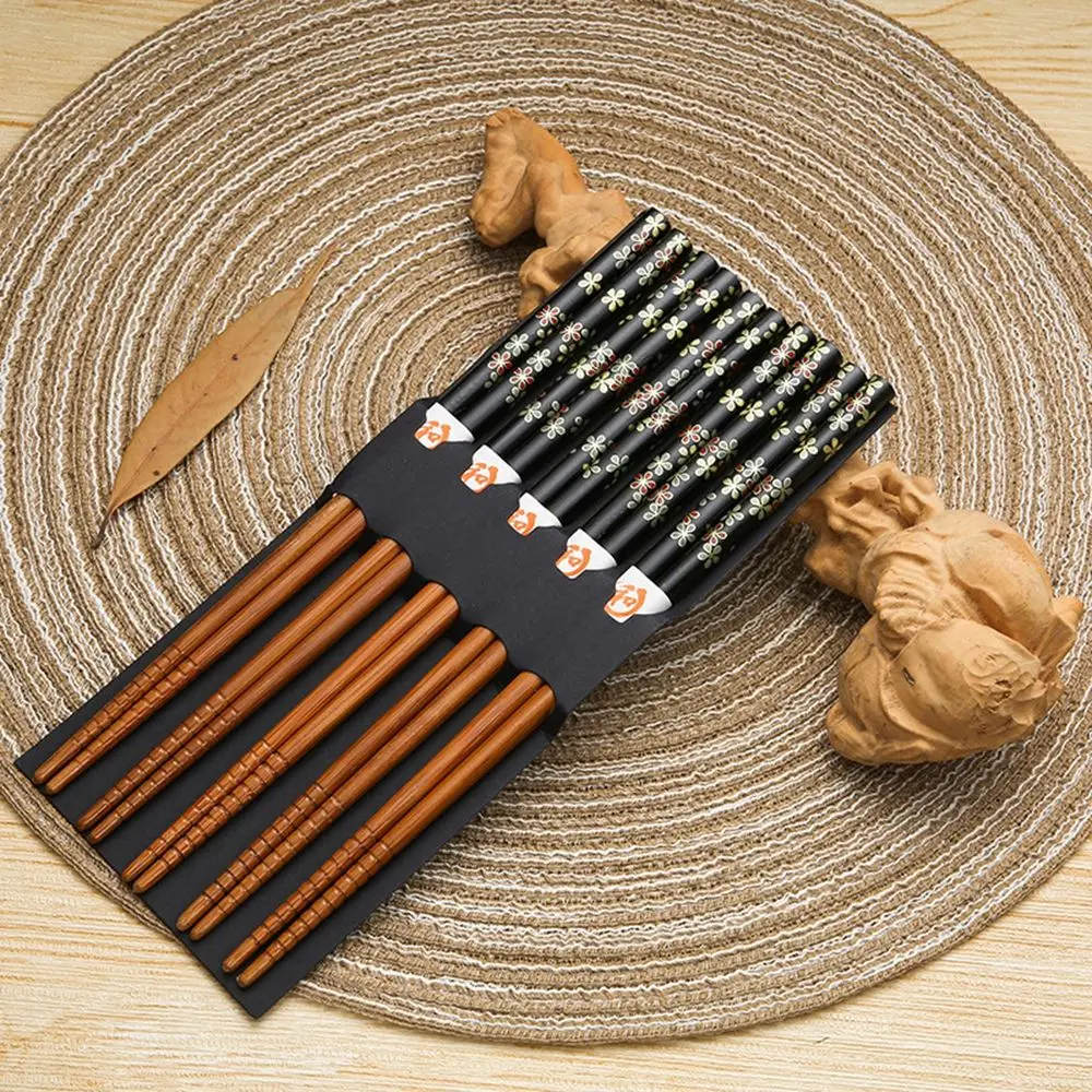 

Cat Flower 5 Pair Japanese Style Gift Sushi Food Rice Kitchen Supplies Chopsticks Tableware Dinnerware Set