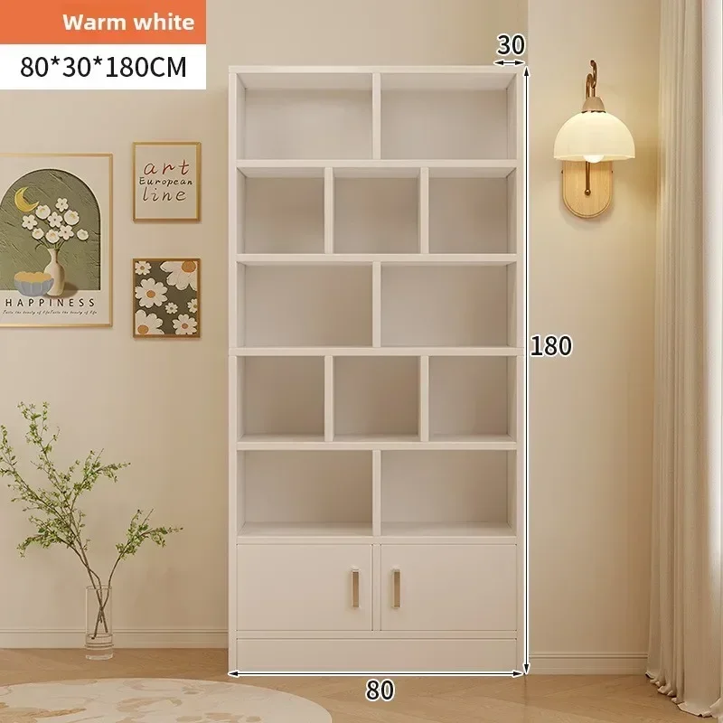 Bookshelf Floor-to-ceiling Wall Storage Integrated Cabinet Household Modern Large-capacity Multi-grid Shelf Bookcase Factory