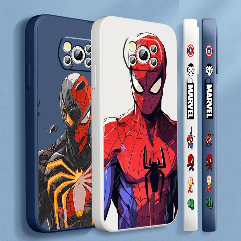 

Marvel Spider-Man Cartoon Cool Liquid Left Rope For Xiaomi Mi Poco X6 X5 X4 X3 M6 M5 M5S M4 M3 F5 F4 F3 C65 C55 C40 Pro 5G 4G