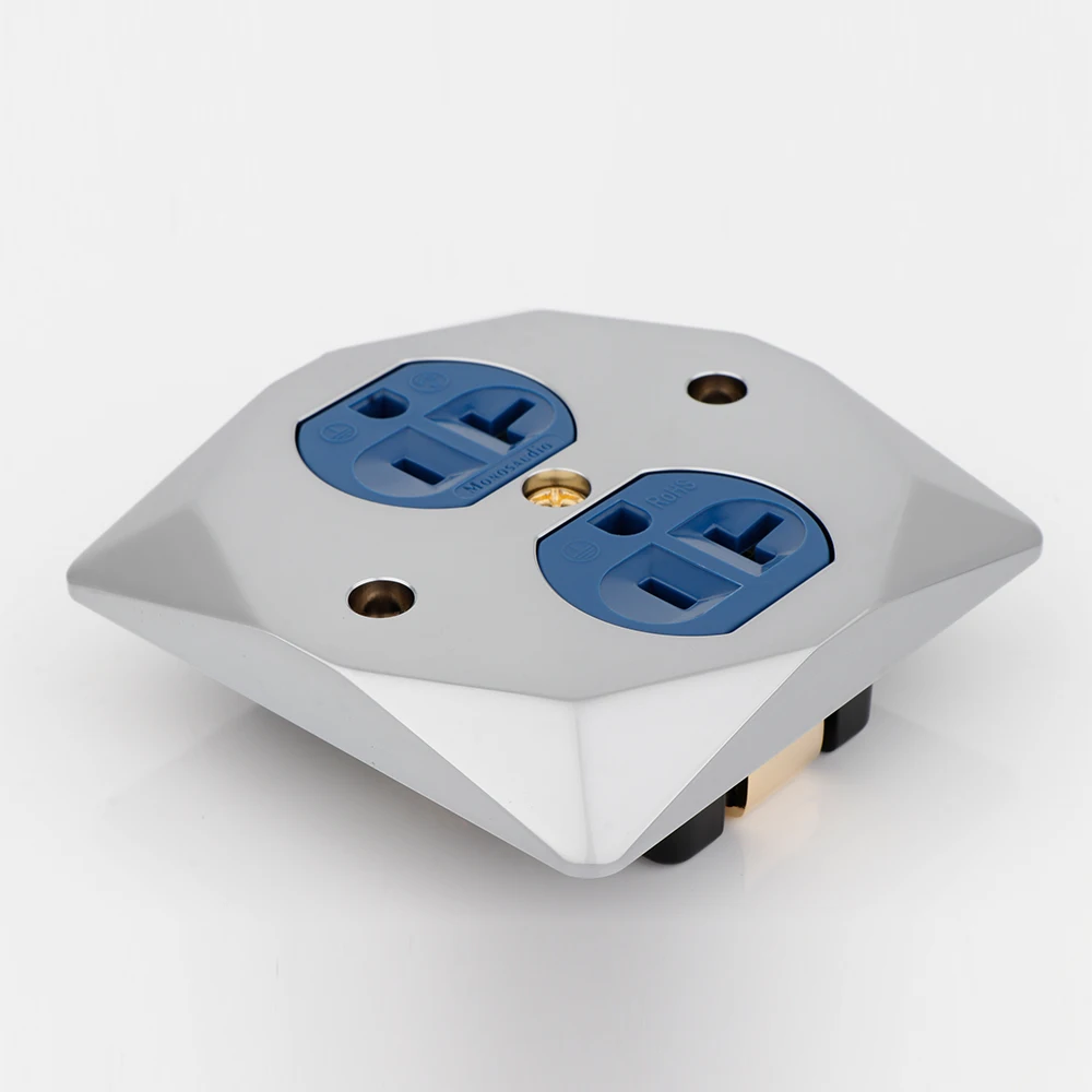 Monosaudio P86 +DP1G/R US Version AC Power Receptacle Pure Red Copper Gold/Rhodium Plated Wall Outlet Copper Socket 20A 125V AC