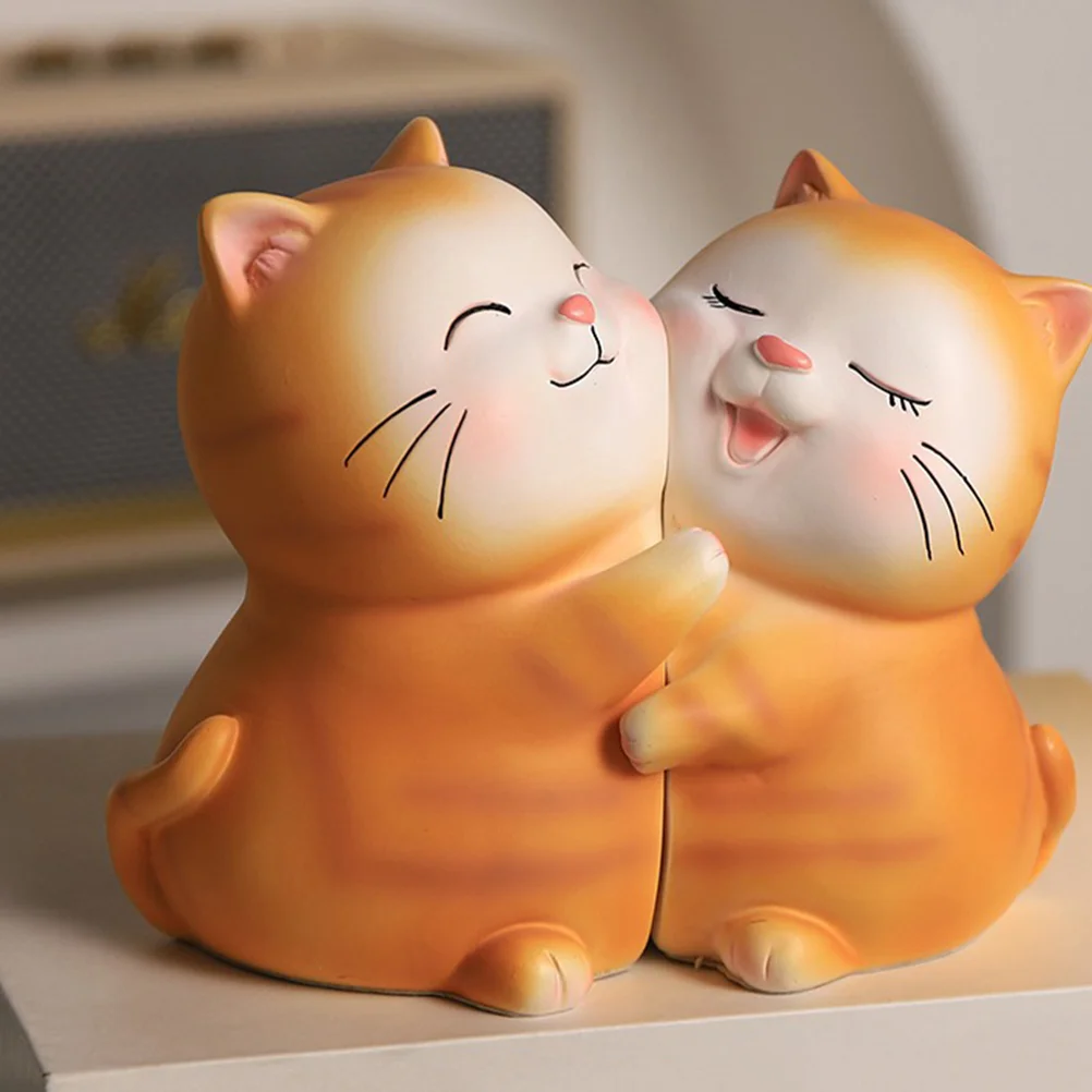 

1 Pair Lovely Resin Cartoon Bookends Decorative Book Stopper Cat Bookends for Heavy Books