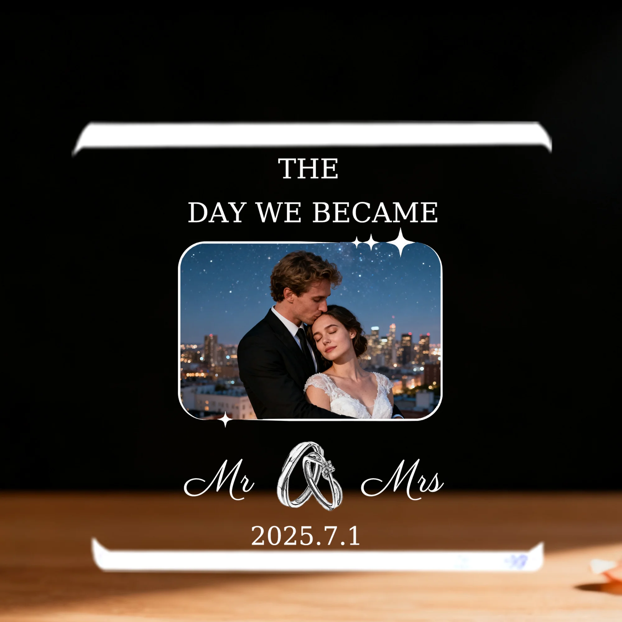 

Custom Acrylic Photo Block Personalized Wedding Date Plaque Gifts For Couples Mr and Mrs Newlyweds Anniversary Keepsake Home De