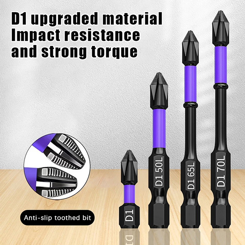 

25/50/65/70/90/150mm Non-Slip Screwdriver Bits D1 Magnetic Batch Head Cross Screwdriver Hardness Impact Drill Bit