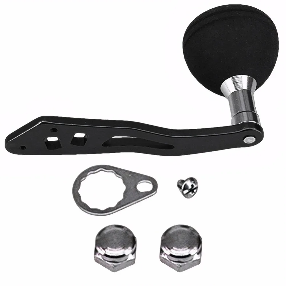 Poignée de moulinet de pêche en alliage d'aluminium, poignée rotative ovale EVA, bras à bascule en métal, poignée de moulinet Baitcasting