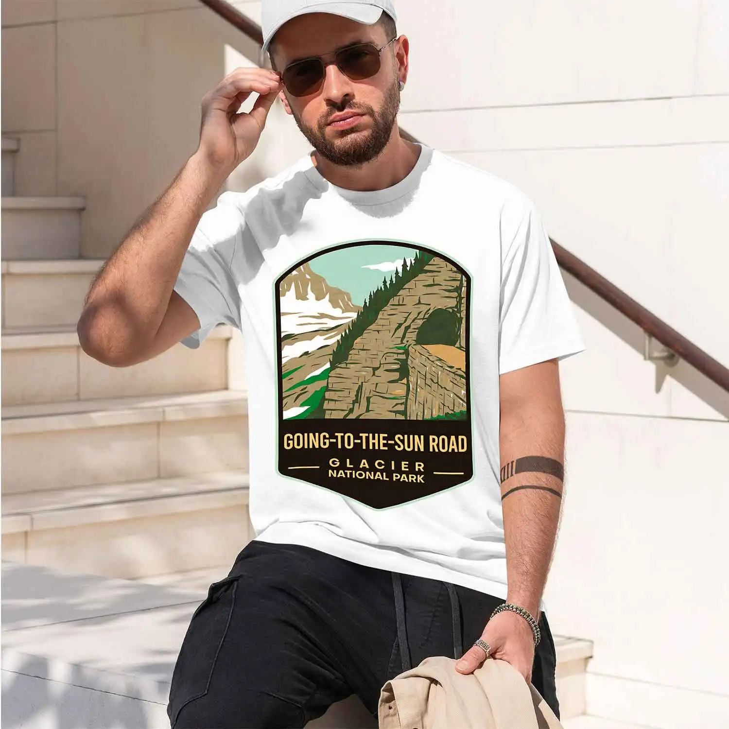 GoingtoTheSun Road Glacier 2026 New Model Men’s Short-sleeve crewneck T-Shirt Classic Casual Multiple Colors and Sizes for Daily