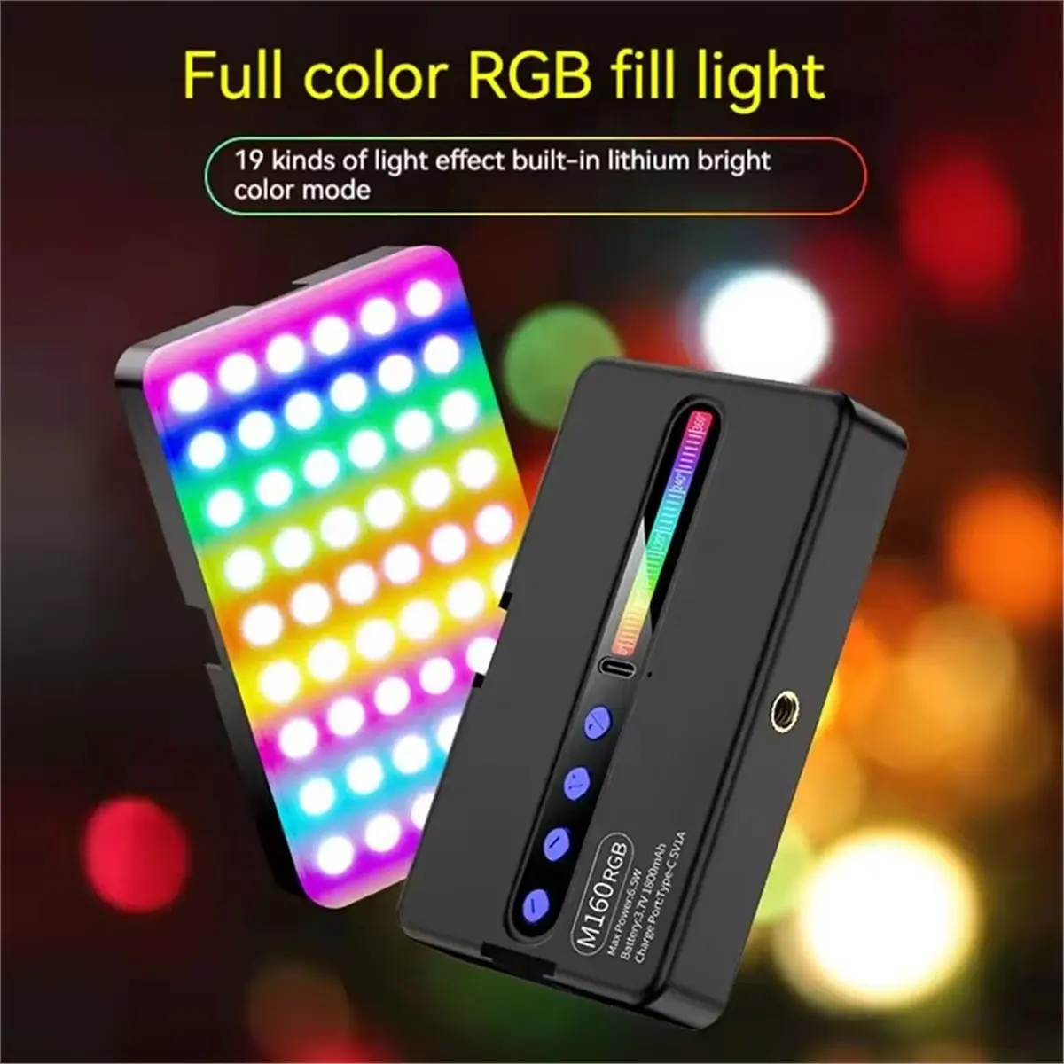 【~ New N07R】RGB Video Light with Display Screen Fill Camera Light Selfie Lighting Rechargeable Dimmable Hot Shoe Mouth
