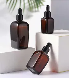 6pcs 10ml20ml30ml50ml100ml Square Glass Dropper Bottle With Eye Pipette Empty Amber Aromatherapy Essential Oils Bottle Container