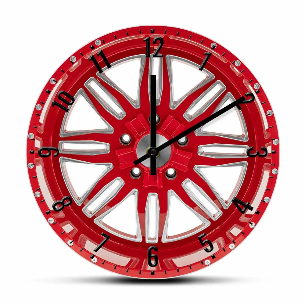 

Red Car Wheel Printed Mechanic Clock For Garage Car Shop Automobile Decor Motor Car Vehicle Tyre Decor Silent Quartz Wall CLock