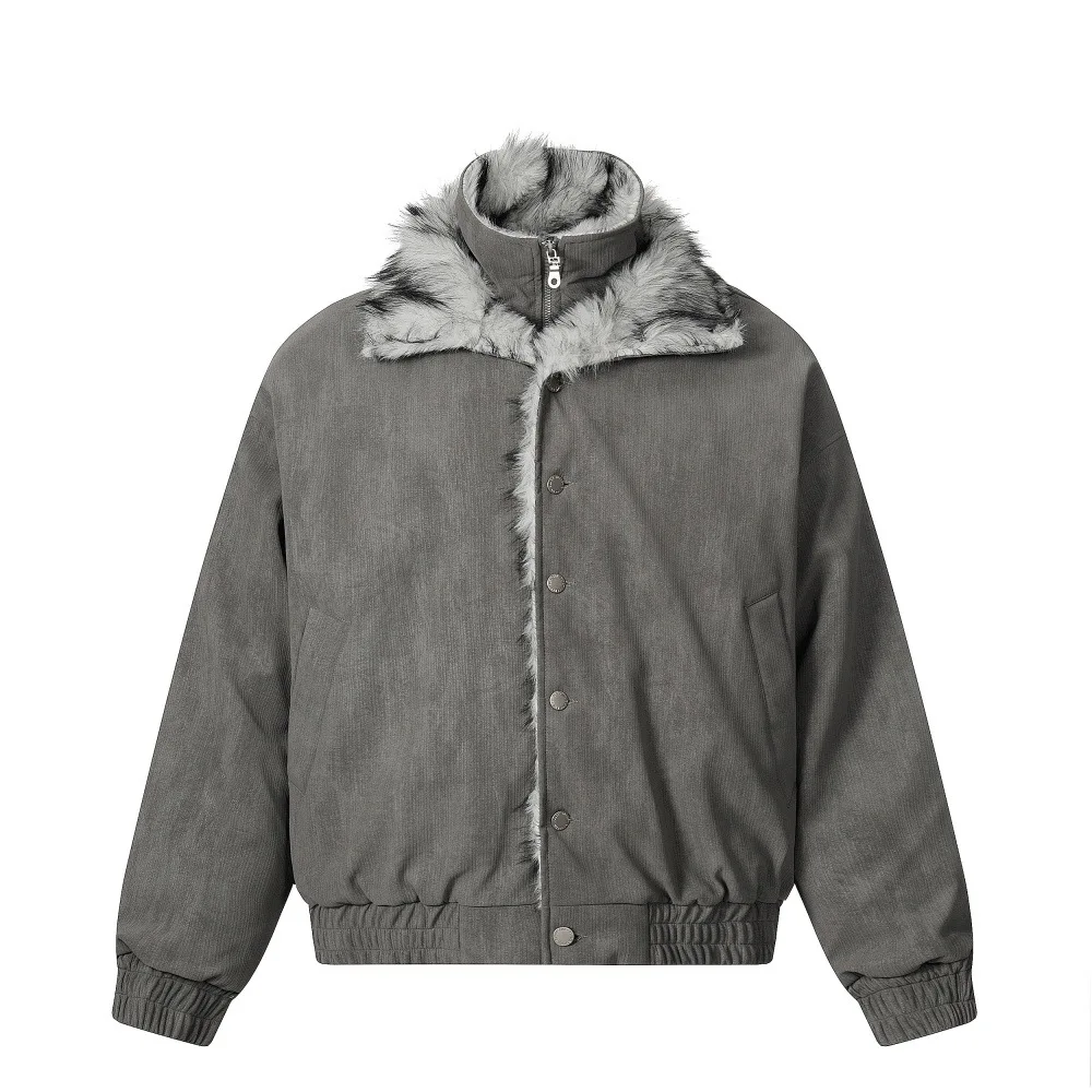 

Winter Vintage Fashion Men's Solid Color Turn-down Collar Long Sleeve Casual Trendy Quilted Coats Male Fake 2 piece Set Jackets