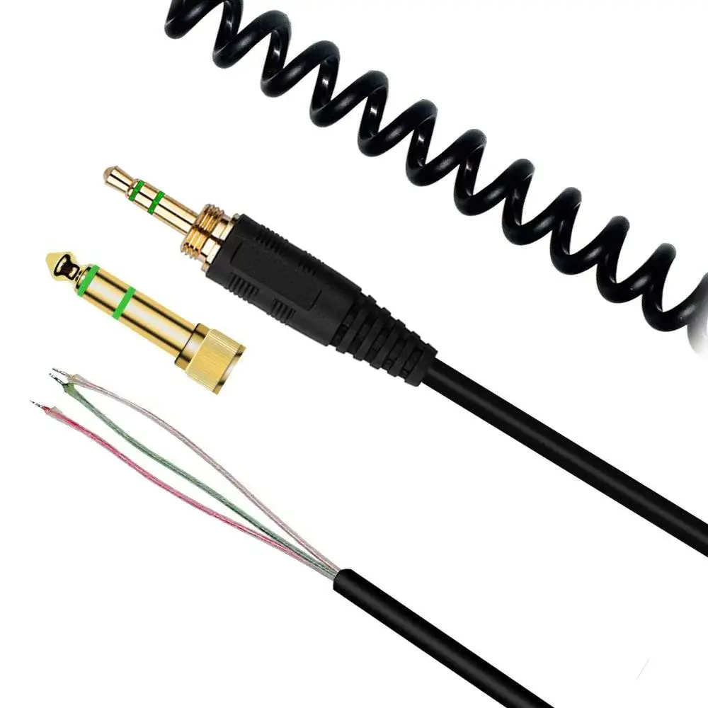 Coiled Replacement Stereo Audio Cable Extension Music Cord Wire for Beyerdynamic DT 770 990 PRO Headphones with 3.5mm 6.5mm Plug