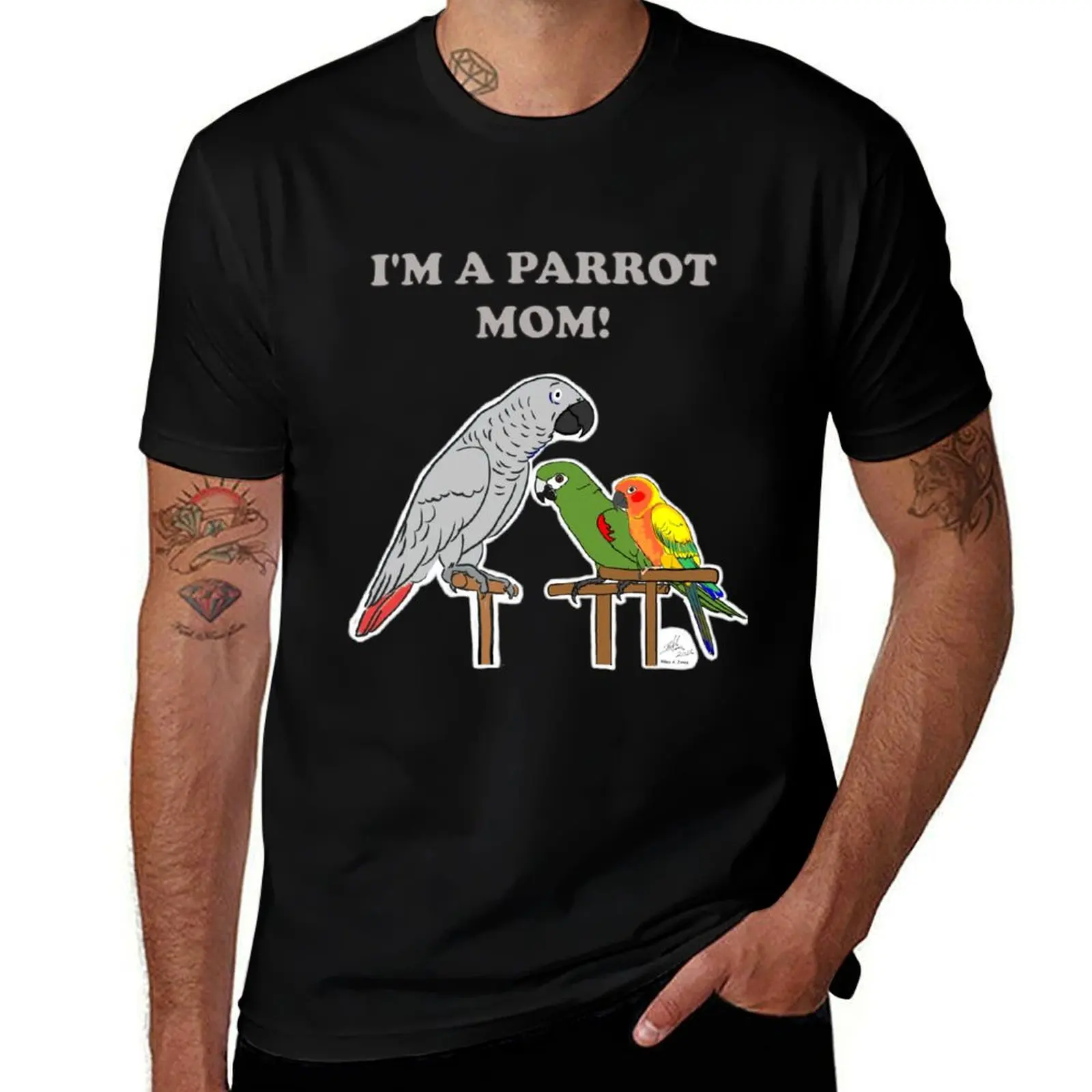 Parrot Mom - African Grey, Hahn's Macaw, Sun Conure T-Shirt Comfortable Daily Wear Tee T-Shirt