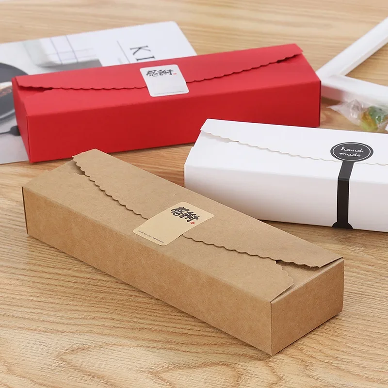 

10pcs/lot Lace Paper Box Long Box Gift Packaging Boxes Kraft Paper Cases For Swiss Roll, Towel Roll, Cake, Sandwich, Cookies