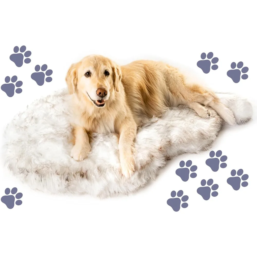 

PupRug Orthopedic Dog Bed for Large Dogs with Fluffy Soft Faux Fur and Memory Foam for Joint Pain Relief, Machine Washable