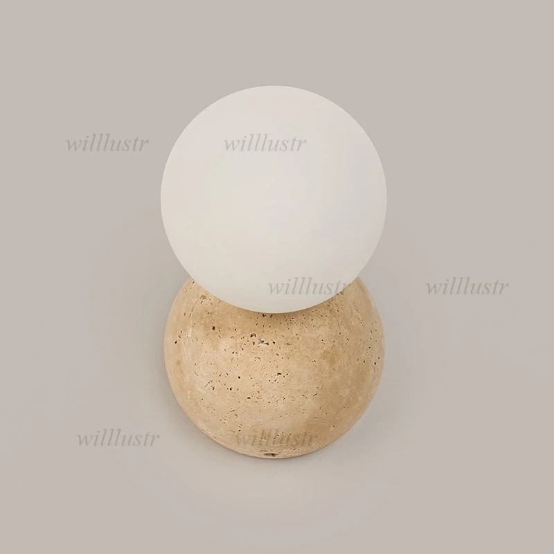 Creative Stone Wall Sconce Vintage Yellow Travertine Lamp Corridor Porch Cafe Bar Bedside Global Glass Lighting