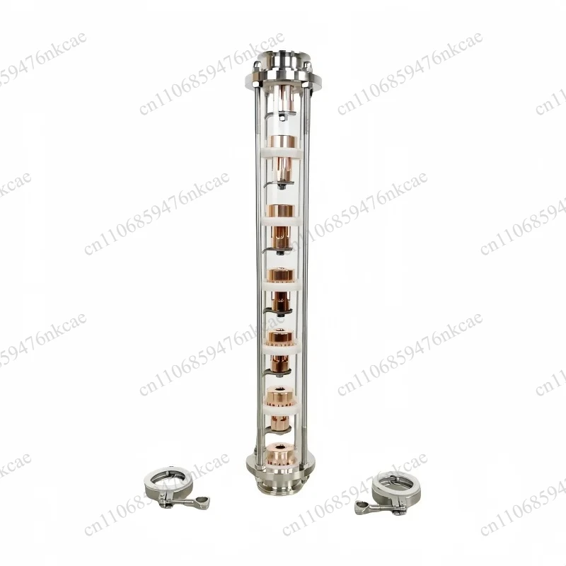 OD64mm 2 Inch Distillation Column, 6/7 Layers Copper Bubble Plate with Tri-Clamp Sight Glass