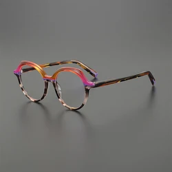 Acetate retro glasses frame Men's and women's fashion optical glasses with irregular color matching luxury brand prescription gl