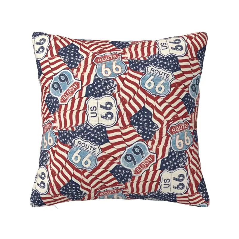America's Highway Mother Road Route 66 Throw Pillow Case Bedroom Decoration Cushions Cover For Sofa  Square Polyester Pillowcase