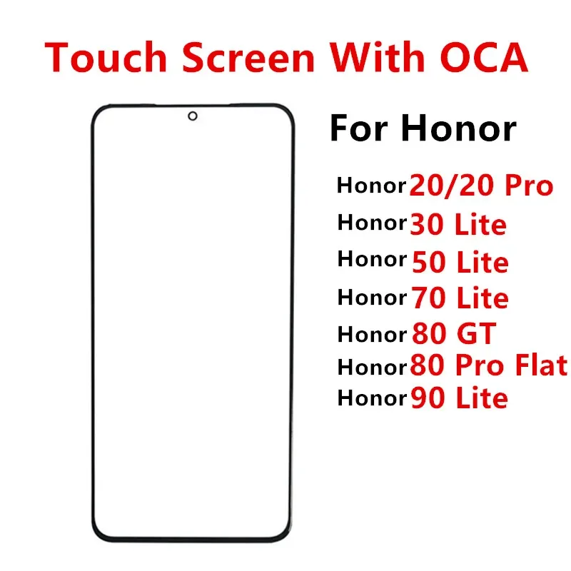 Touch Screen For Huawei Honor 90 Lite 80 GT Pro Flat 70 50 30 20 Pro Front Panel LCD Display Out Glass Repair Parts + OCA