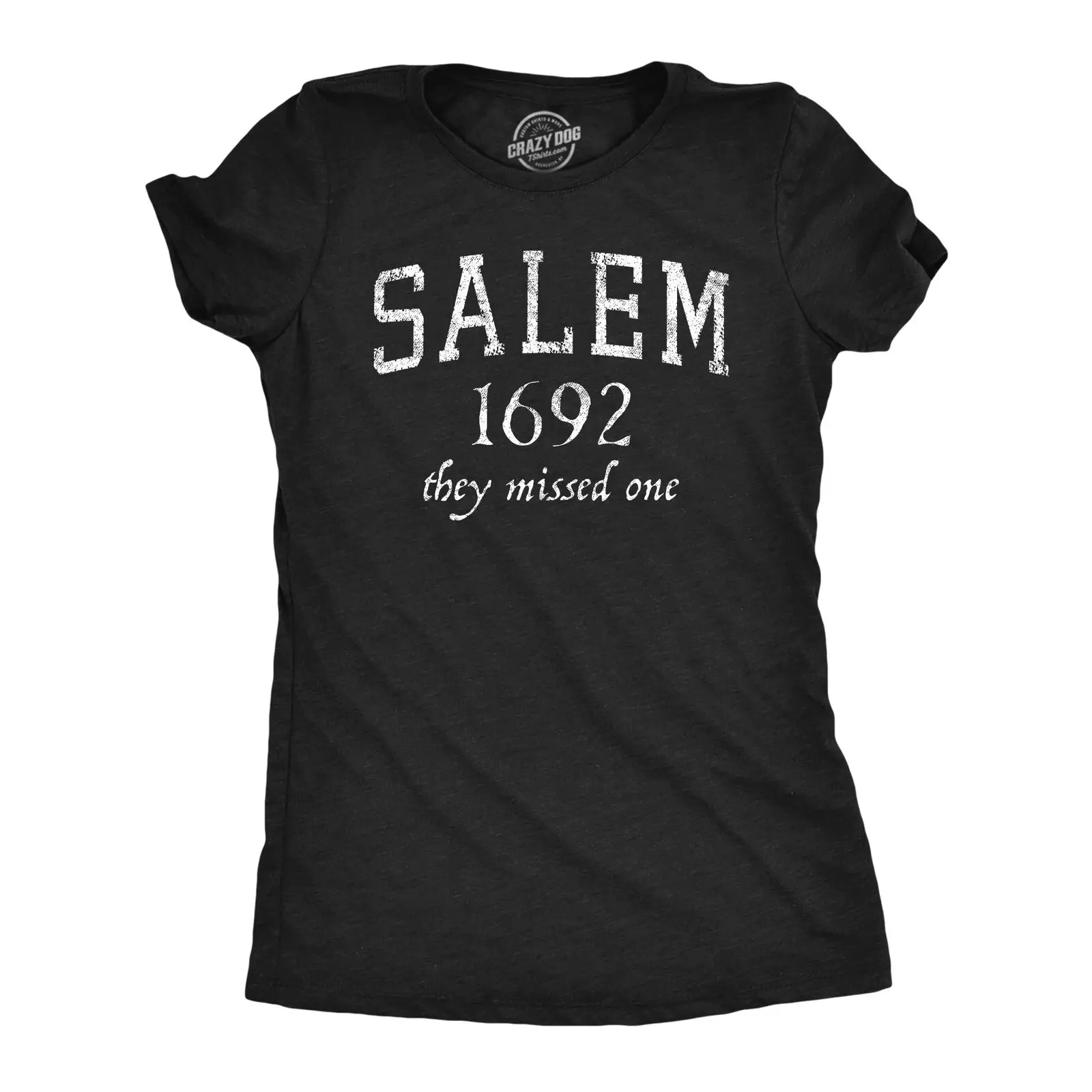 

Womens Salem Mass 1692 T Shirt Funny Halloween Witch Broom Joke Tee For Ladies