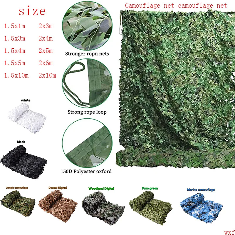 Military Camouflage Garden Shade Net, White, Desert, Forest, Blue, Beige, Black, Camouflage Net Car Tent Camouflage Hunting Net