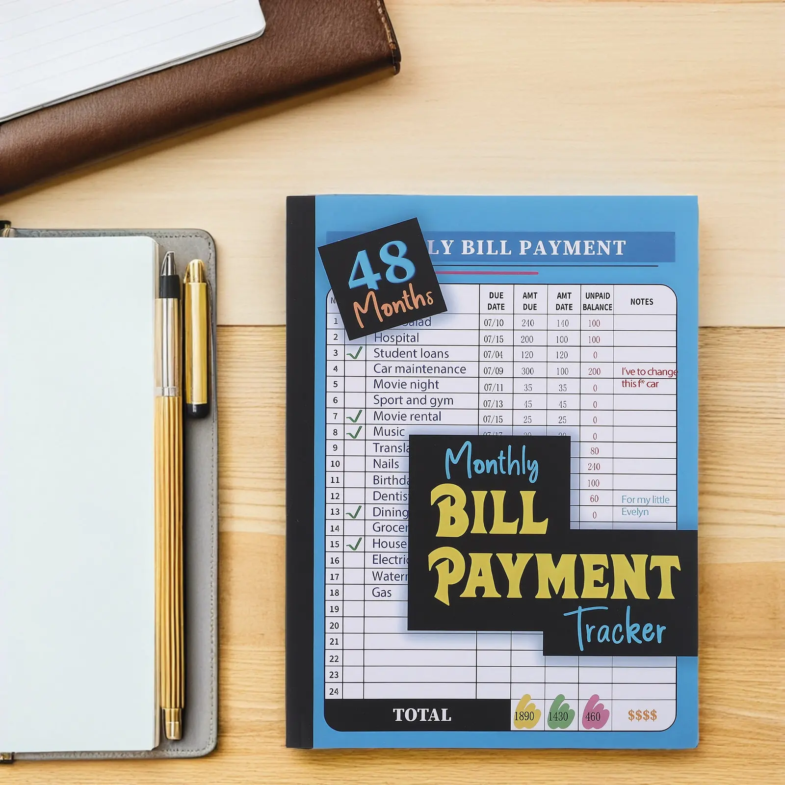 Monthly Bill Payment Tracker Notebook 48-Month Budget Planner Blue Bill Tracking Organizer Monthly Expense Record Book Finance view 3