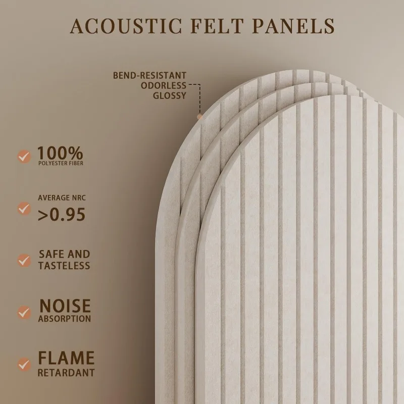 Removable Self-Adhesive Arch Felt Acoustic Panel Arched Felt Bulletin Board Soundproof Wall Stickers Decor for Apartment Office