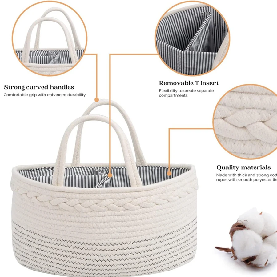 Multifunctional Travel Out Portable Mommy Bag Cotton Rope Diaper Bag Diaper Storage Bag Baby Diaper Storage Basket