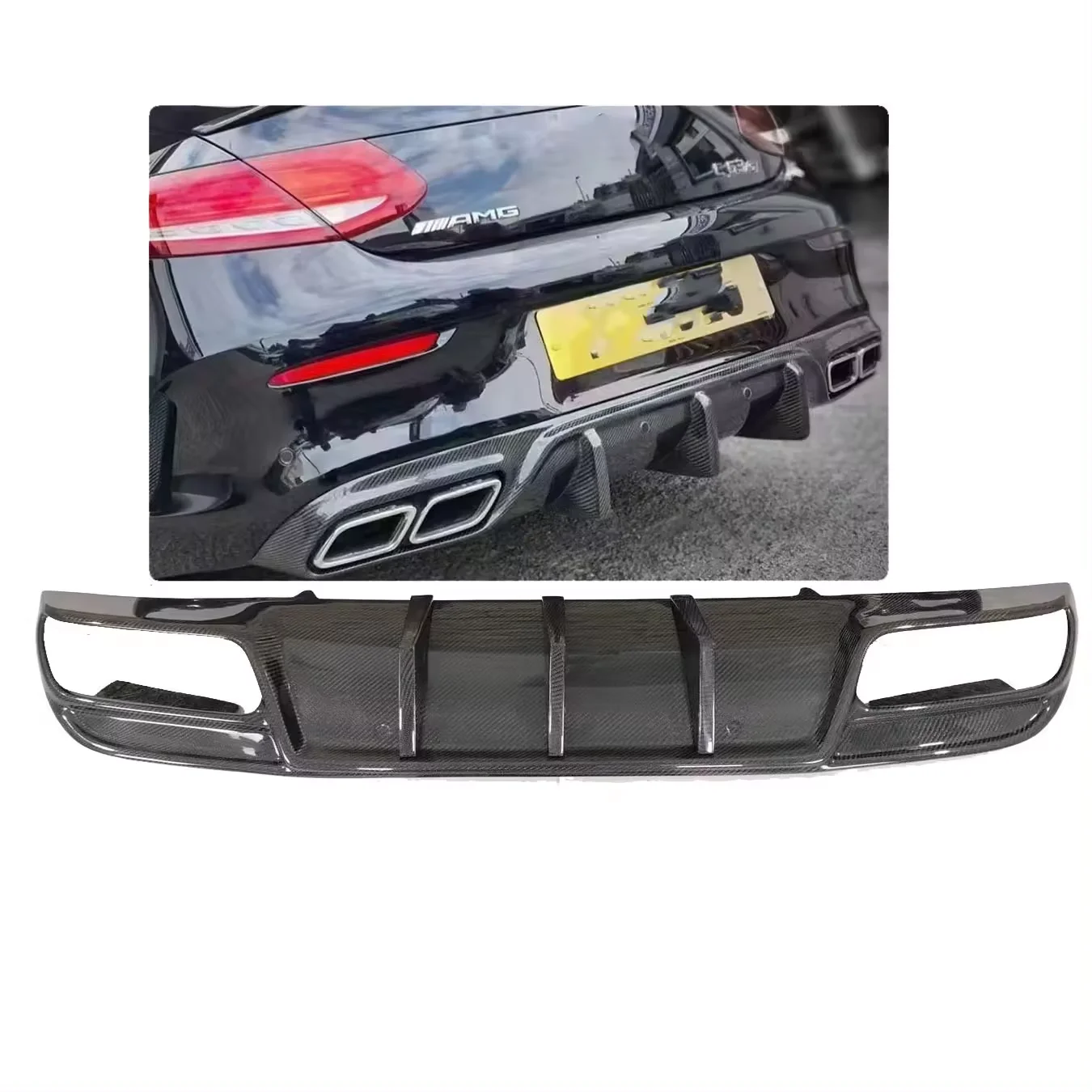 Good Carbon Fiber Rear Diffuser for   C Class W205 real c63s coupe diffuser C43 for Classic Auto Part